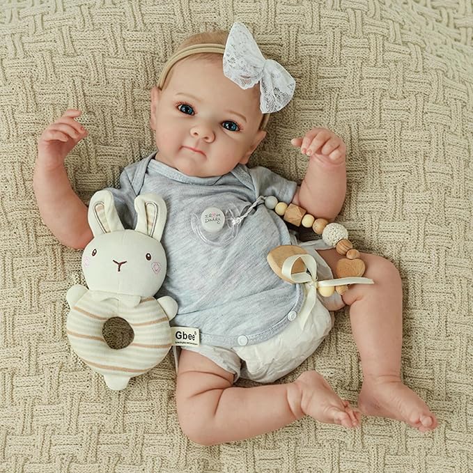 WOOROY Realistic Reborn Baby Dolls - 20 Inch Lifelike Silicone Baby Girl with Full Vinyl Body, Real Life Newborn Baby Doll Gifts Toy with Accessories for Kids 3+