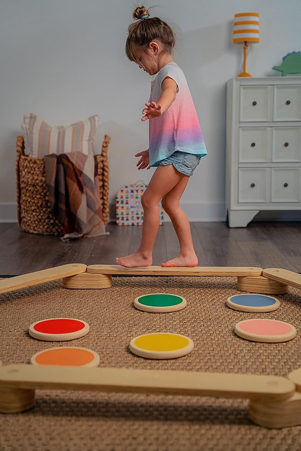 Avenlur Majesty Balance Beam for Kids - Toddler Stepping Stones and Connectors - Waldorf and Montessori Balance Board for Kids Ages 2 to 8 Years Old - Gymnastic Baby Obstacle Course