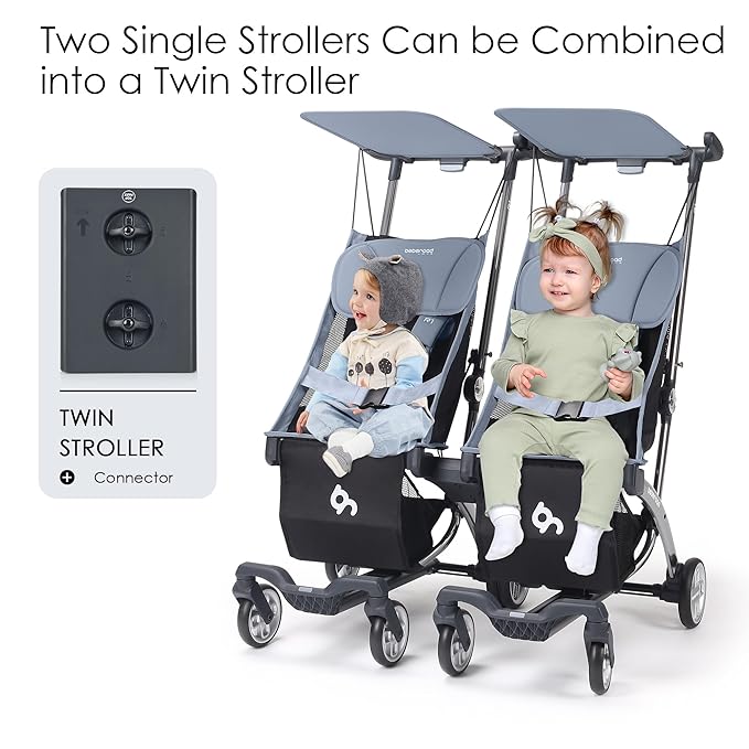 Beberoad Love R1 Auto-Folding Ultra Lightweight Double Stroller Twin Strollers, Side by Side Stroller for Babies Aged 6-36 Months, Only 23.5 lbs, Can Turn into Two Single Strollers, Red and Black