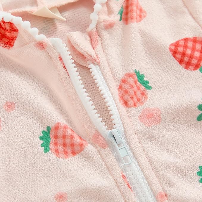Girls Hooded Zip Terry Coverups Swimsuit Kids Baby Girl Floral Print Short Sleeve Swim Cover-Up Swimwear