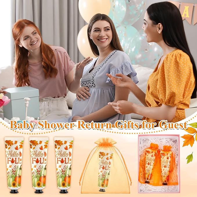 48 Sets Baby Shower Hand Cream Bulk Hello Fall Party Favors Bridal Thank You Hand Cream for Guests Travel Size Lotion with Organza Bags