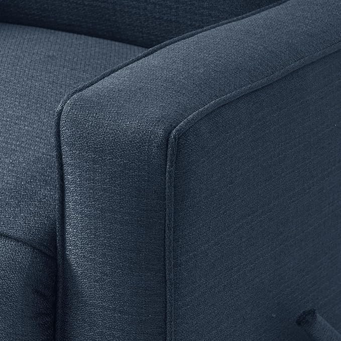 Harkawon Swivel Rocker Recliner Chair, Glider Rocker Recliner, Rocking Chairs Nursery, Fabric Chair with High Back, Deep Seat, for Living Room, Bedroom, Blue+Brown