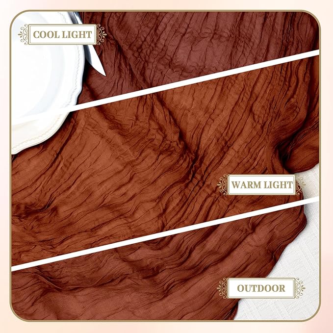 Le courant 6pcs 10Ft Cheesecloth Table Runner, Rustic Boho Gauze Cheese Cloth Runner Table Runner for Weddings Bridal Baby Shower Birthday Holiday Parties Home Decor, Terracotta