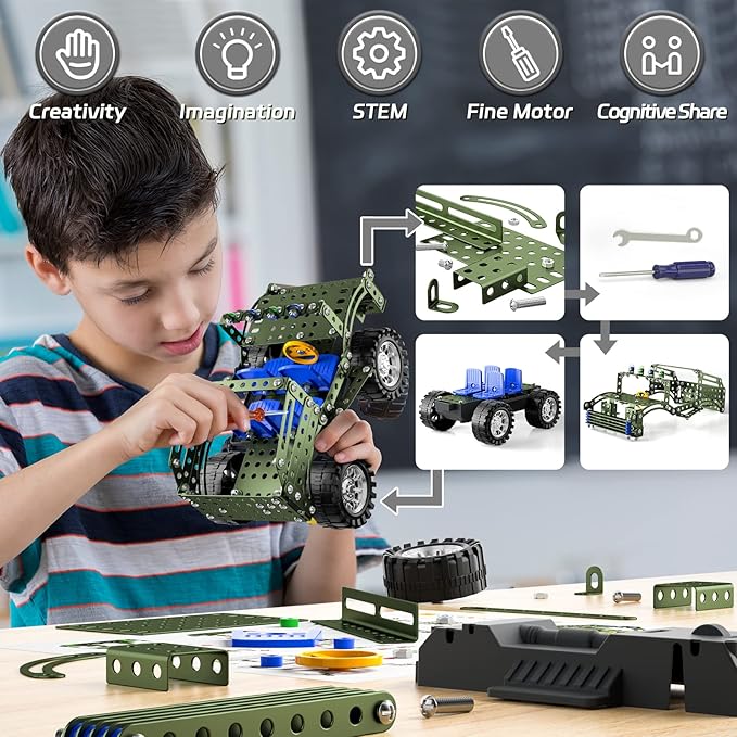 Lucky Doug Building Toys Model Truck Set - STEM Project for Kids Ages 8-12, Assembly Model Car Kits Toys for Kids Boys 8 9 10 11 Years Old
