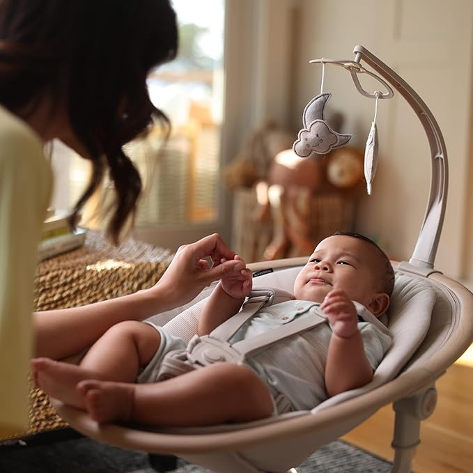 Maxi-Cosi Cassia Baby Swings for Infants: Smart Portable Baby Swing with Music, Lightweight & Foldable Baby Swing, 360 Rotation Infant Swing, Classic Green