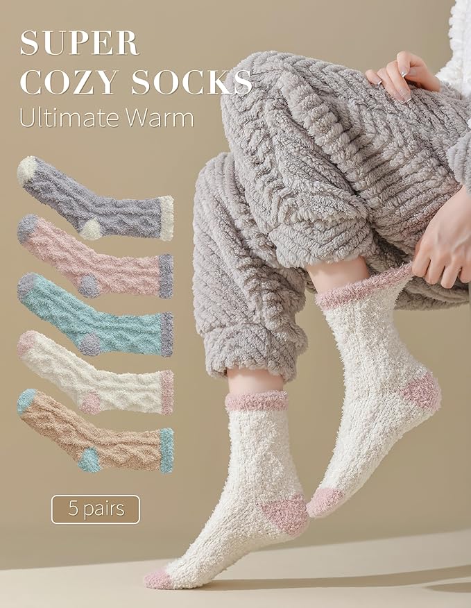 TEHOOK Warm & Cozy Gifts for Women, Fluffy Fuzzy Sock, Plush Sleeping Slipper Socks - Soft Warm Fabric