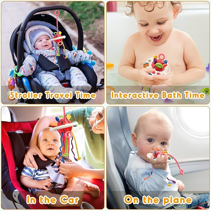 AiTuiTui Sensory Toddler Travel Toys for 1 2 Year Old Boy Girl Birthday Gift, Soft Silicone Baby Teething Fidget Educational Learning Toys for Infant 6 9 12 18 Months
