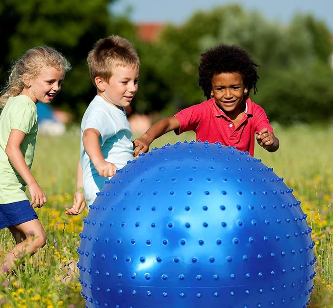 Large Sensory Massage Ball for Kids, 33.5" 85CM Bouncy Exercise Ball, Big Inflatable Toys with Tactile Spikes, Outdoor Giant Yoga Balls, Large Beach Ball (1 Black)