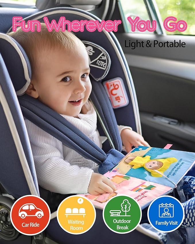 Interactive Sensory Soft Cloth Book, Educational Crinkle Quiet Activity Busy Book for Babies,Toddler Travel Toy Gift for 1-3 Year Old Boys and Girls (Dress Me Right)