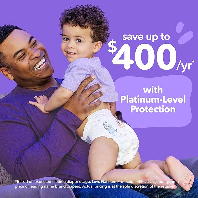 Luvs Size 7 Baby Diapers, Platinum Protection Bluey Diapers for Day & Night, Size 7, 124 Count (Packaging May Vary)