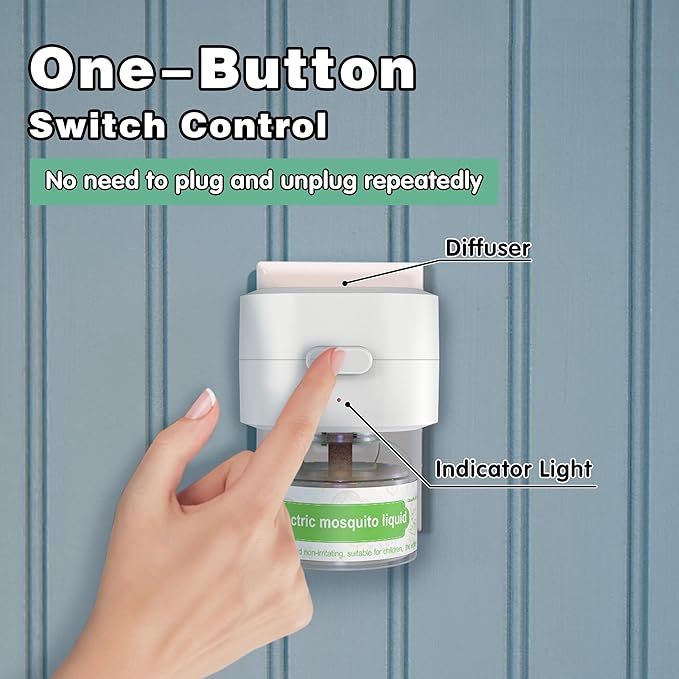 Mosquito Repeller, Electronic Mosquito Repellent Plug in Indoor Use, Includes 2-Pack 280 Hr Repellent Refills, No Candles or Flames, DEET-Free, for Home, Bedroom, Office, Kitchen (White)