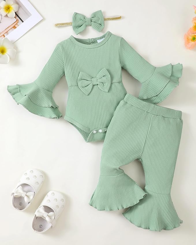 SUNNY PIGGY Baby Girl Clothes Infant Newborn Outfits Romper 0-18 Month Toddler Girls’ Clothing Pant Set