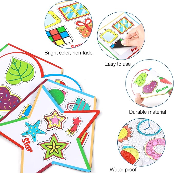 10 Packs Toddlers Magnetic Sorting Set Shape Recognition Magnetic Sorting Toy Educational Magnet Shape Matching Refrigerator Magnet for Kids Preschool Learning Magnets for Whiteboard Classroom Game