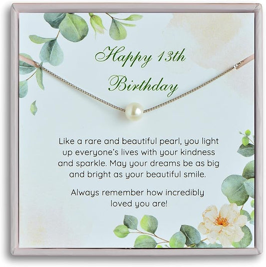 Birthday, Confirmation Gifts for Girls Sterling Silver Single Pearl Necklace Adjustable Length - Beautiful, Hypoallergenic Jewelry, Birthday Gift for Woman and Girls, Simple Pearl Necklace as gift for Her