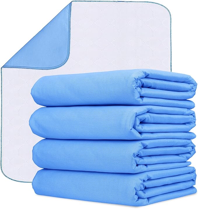 Incontinence Bed Pads Washable Waterproof 34x36 Inches Pack of 4 - Washable Pee Pads for Beds for Incontinence Adults, Kids & Pets - Waterproof Pad, Reusable Bed & Underpads