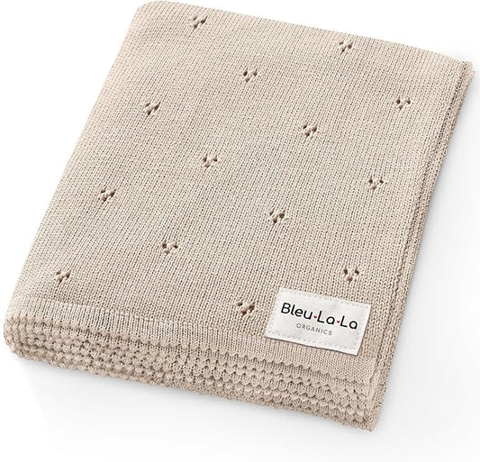 Luxury Organic Pointelle Receiving Blanket (Oatmeal)