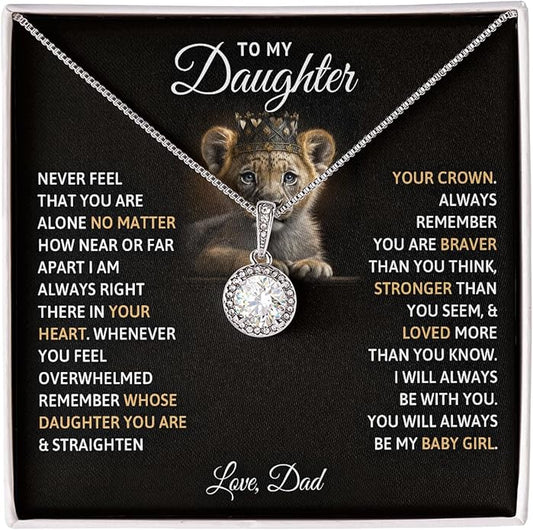 To My Beautiful Daughter Necklace from Mom & Dad | Cubic Zirconia Pendant with Heartfelt Message Card & Gift Box | Daughter Birthday, Graduation, Christmas Jewelry Gift from Parents