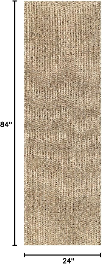 Easy Jute Rugs 2x7 Natural Color Living Room Indoor Outdoor Runner Rug for Farmhouse Patio and Kitchen Rug High Traffic Washable Easy to Clean Solid Boho Woven Design Outside Carpet (2 x 7)