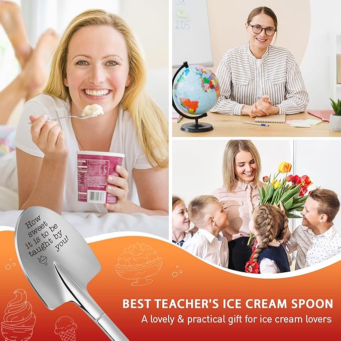 Funny Ice Cream Shovel Gifts for Teacher Appreciation Gift Women Thank You Teachers End of Year Presents Professor Instructor Mentor Retirement Birthday Thanksgiving