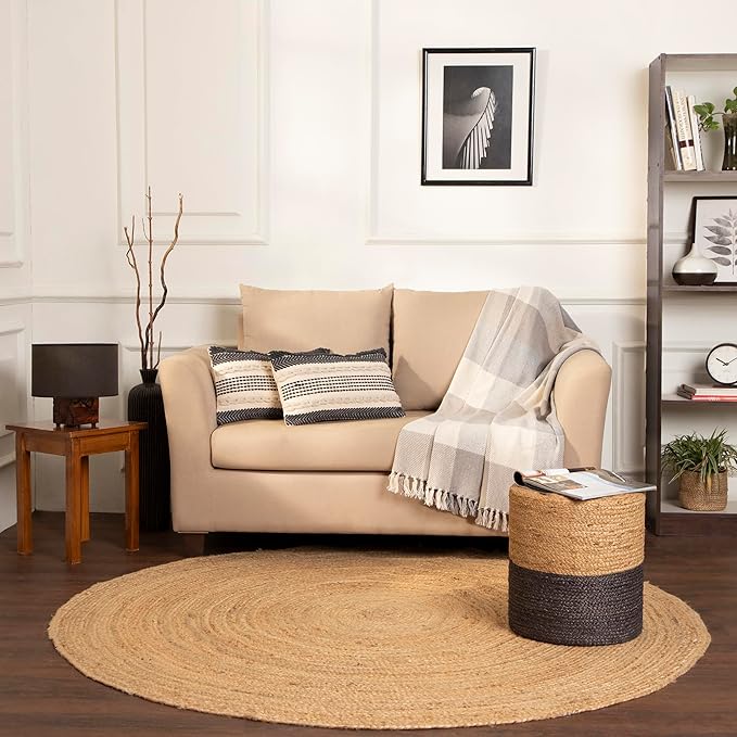 REDEARTH · Round Area Rug - 6 Feet Braided Natural Jute Rug- Artisan Made Reversible Boho Jute Rugs for Bedroom - Kitchen - Living Room - Farmhouse - Home Decor - Handmade Rustic Vintage Décor