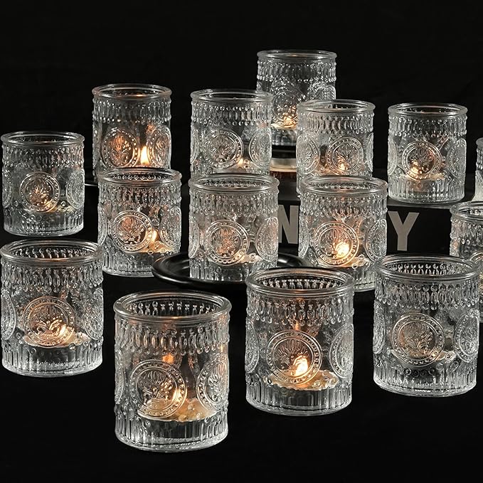 30 Pcs Votive Candle Holders, 2x2.5in Clear Glass Tea Light Candle Holder for Home, Votives for Fall Wedding Decor, Party, Christmas Decor & Gifts