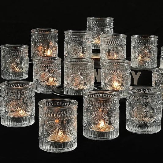 30 Pcs Votive Candle Holders, 2x2.5in Clear Glass Tea Light Candle Holder for Home, Votives for Fall Wedding Decor, Party, Christmas Decor & Gifts