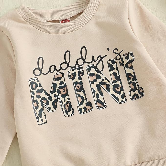 Kupretty Baby Girl Fall Winter Clothes Toddler Outfit Letters Graphic Crewneck Sweatshirts + Joggers Pants Set