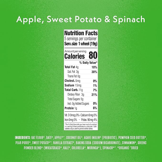 Once Upon a Farm | Organic Toddler Soft-Baked Bar Tractor Wheels | Apple, Sweet Potato & Spinach | Made with Real Fruit & Veggies | No Added Sugar | 8 Boxes