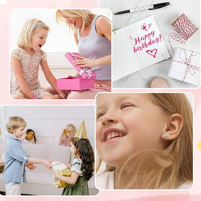 6 Pairs Huggie Hoop Earrings 925 Sterling Silver Stud Sets Cute Heart Hoops Tiny Cubic Zirconia Flower Stud Small Hypoallergenic Cartilage Sleeper Earrings