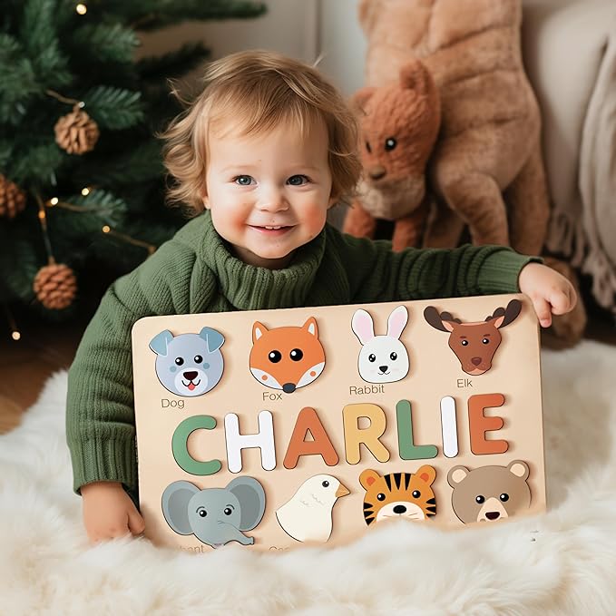Custom Handmade Puzzles for Toddlers, Multi Color Scheme Options Wooden Name Puzzle, Easter Gifts, New Baby Gifts, Birthday Gift for Baby, Kid, Toddler, Toddler Toy