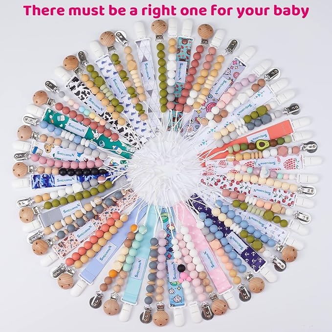 Smlpuame Pacifier Clip Girl,6 Pack Stylish Binky Clips Strap for Baby Girls,Paci Holder with Metal Clip Lightweight Universal Fits Most Pacifiers Teether Toy Soothie,Baby Gift(Travel in Space)