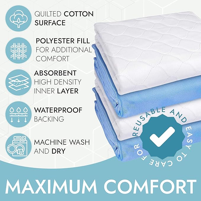 Epica Premium Ultra Plus Waterproof Sheet Protector Bed Pad, Under-pad, Quilted, Waterproof, and Washable, 34" x 52" for Children or Adults with Incontinence (34”x 52” (500 Washes ) Pack of 1