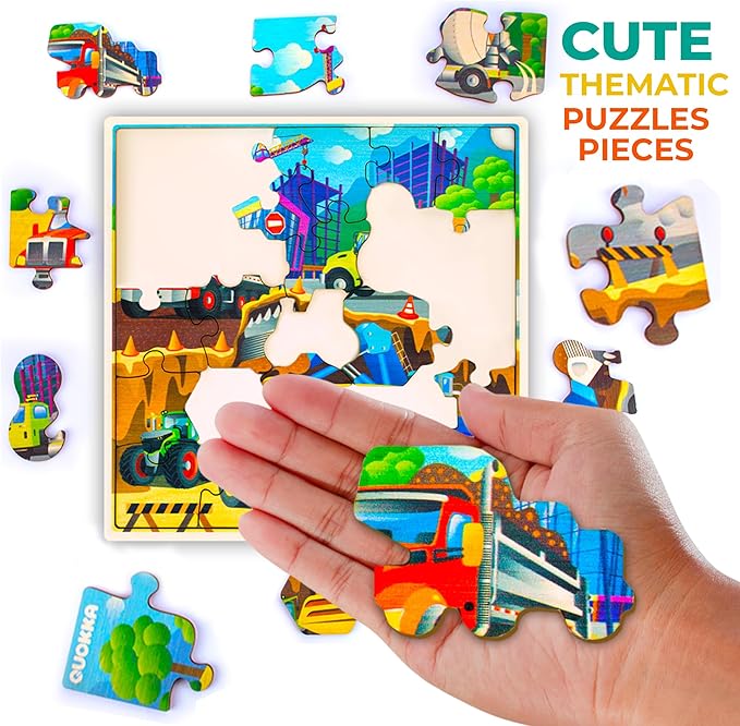 QUOKKA Wooden Transport Puzzles for Kids Ages 3-5 – 28 Pieces Toddlers Kids Puzzles Ages 4-8 Year Olds – Wood Transport Toys for Children Games for Boys and Girls 6-8 yo
