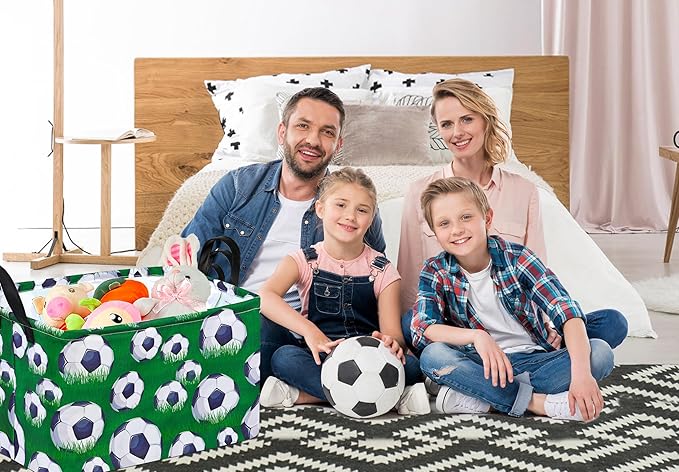 Rectangle Football Pattern Kids Gift Storage Basket Shelf Storage Basket Organizer Box Clothes Laundry Hamper Toys Nursery Basket Baby Laundry Basket with Handles