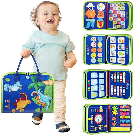 Winblo Toddler Busy Board - Montessori Toys for Toddler Boy Birthday Gift, Educational Learning Sensory Busy Book for Toddler Boys, Toddlers Activities Travel Toys for Airplane Car