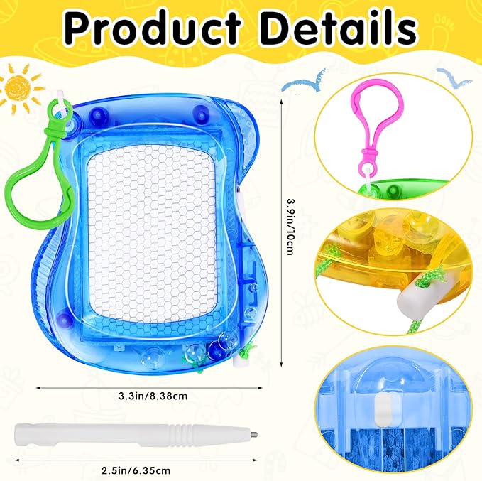 12Pcs Mini Magnetic Drawing Board,Erasable Mini Doodle Boards for Kids,Backpack Keychain Clip Drawing Boards,Portable Small Writing Pad for Boys Girls Party Favor Classroom Rewards Goodie Bag Filler