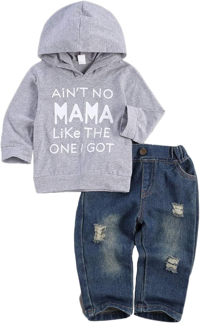 fhutpw Toddler Baby Boy Outfits Hoodie Sweatshirts & Jeans Clothes Set Fall Winter 6 9 12 18 24 Months