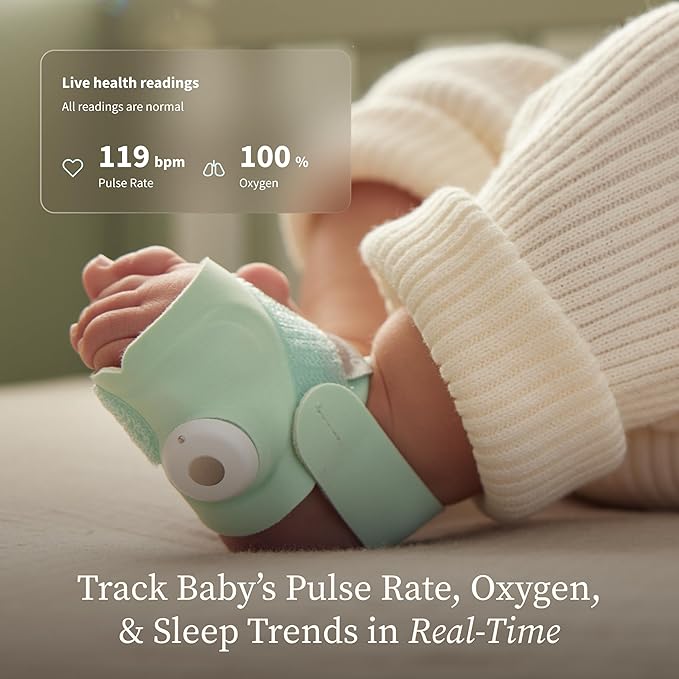 Owlet Dream Duo (3rd Gen) – FDA-Cleared Smart Baby Monitor with Sock & HD Video Cam, Tracks Pulse Rate, Oxygen & Sleep, 2K HD Video, Cry & Motion Alerts, Temp Monitoring - Mint