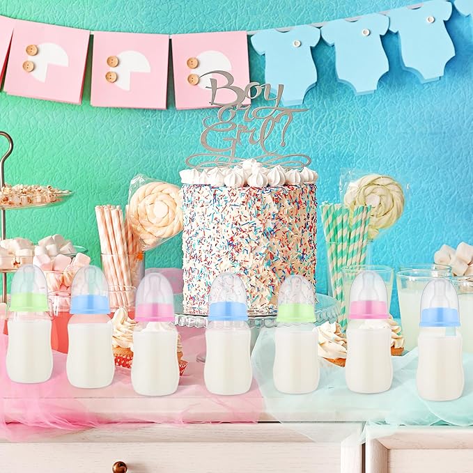 30 Pcs Baby Shower Favors Party Game Mini Baby Bottles Gift Sets for Baby Shower Boy Girl Gender Reveal Birthday Party Supplies Gift (Pink,Blue,Green)