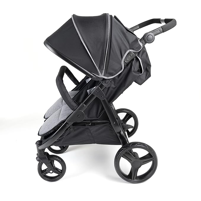 Gaggle by Foundations Roadster Duo Side by Side Double Stroller | Lightweight Compact Double Stroller for Toddlers | Easy to Fold & Maneuver | Amusement Park Approved | Black