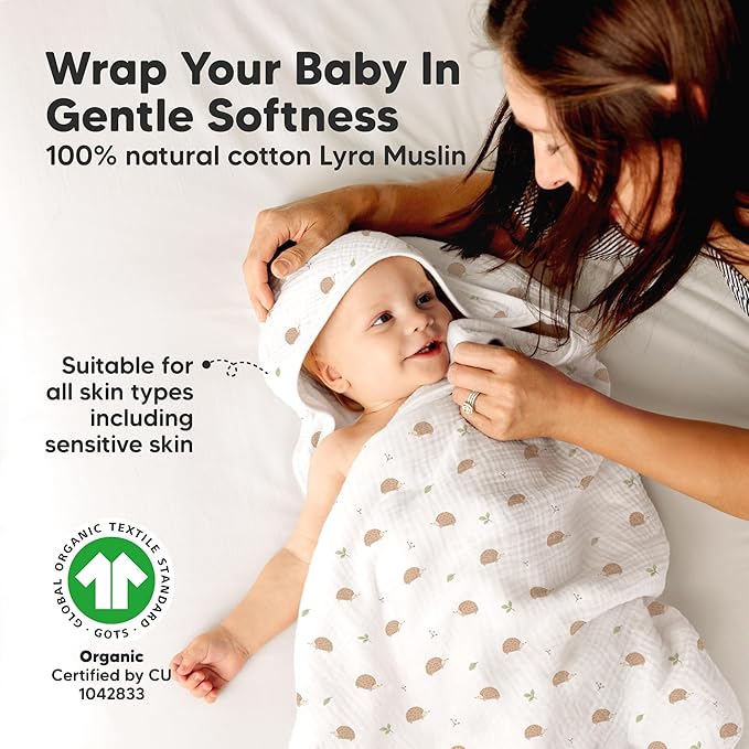 KeaBabies Muslin Baby Bath Towels with Hood for Girls, Boys, Large Organic Cotton Hooded Baby Towels for Newborns, Toddlers, Infant, Kids, Soft Absorbent Newborn Bath Essentials Gift Set (Bruce)