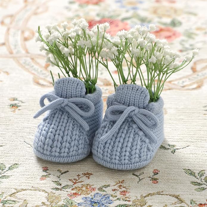 DovFanny Baby Booties Newborn Baby First Shoes Cozy Warm Knit Soft Booties for Toddler Infant Boy Girl