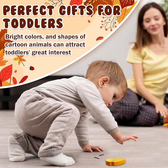 Thanksgiving Wooden Puzzles Gift for Toddler, 6 Pack Puzzles Thanksgiving Autumn Fall Harvest Party Favors for Toddlers 1 2 3 Year Old Boys Girls