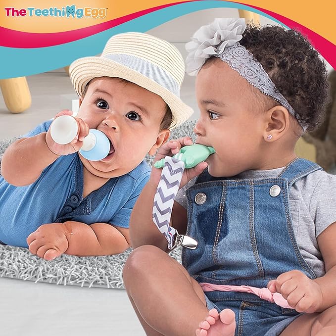 The Teething Egg Bundle - Baby Development Toys, Teether for 3, 4, 6, 12 Up to 18 Months Old Boy or Girl, Sensory Toys, A Baby Registry Must Have, Gray