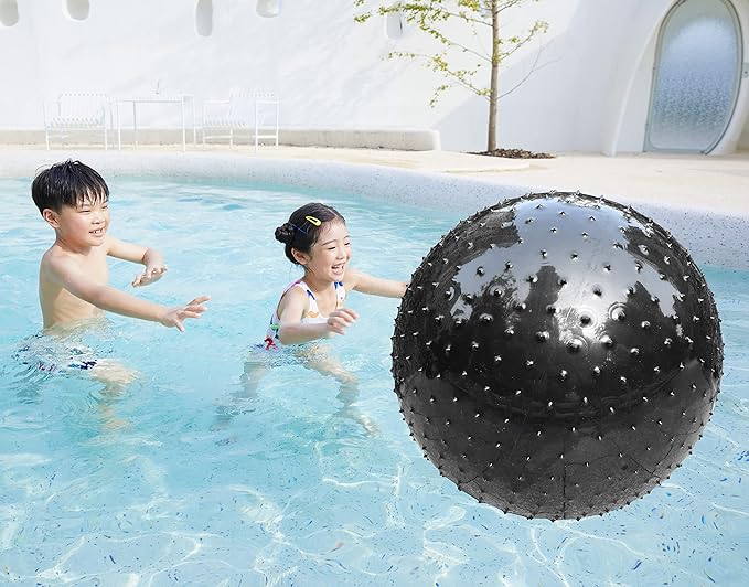 Large Sensory Massage Ball for Kids, 33.5" 85CM Bouncy Exercise Ball, Big Inflatable Toys with Tactile Spikes, Outdoor Giant Yoga Balls, Large Beach Ball (1 Black)