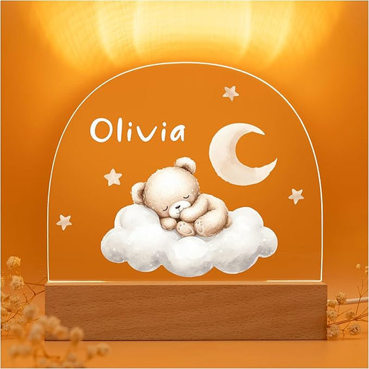 Baby Bear Night Light/Girls Night Light/Light for Baby/Customized Gifts for Kids/Personalized Baby Boy Gifts with Name/Unique Nursery Decor