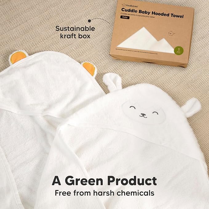 KeaBabies Hooded Baby Towel for Newborn - Viscose Derived from Bamboo Large Baby Bath Towels with Hood for Boys, Girls, Toddler, Extra Absorbent & Soft Newborn Bath Essentials (Lamb)