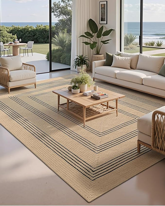 LUMI Jute Area Rug 8x10 for Living Room, Natural Handwoven Rugs Non Slip, Farmhouse Braided Carpets No Shedding for High Traffic, Dining Room, Indoor, Outdoor, Patio