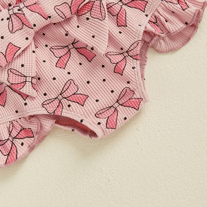 Kaipiclos Cherry Baby Outfit Newborn Infant Girl Clothes Rib Knit Romper & Shorts Waffled Baby Clothes for Girls 0 3 6 12 18M