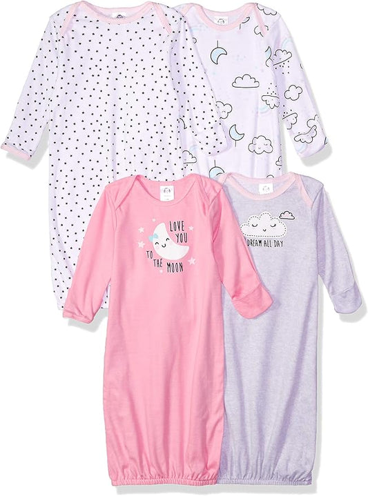 Gerber unisex-baby Baby Boy and Girls 4-pack Sleeper Gown